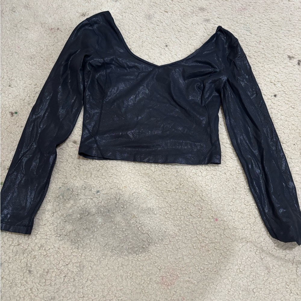 Lululemon Elegant shiny Black Long Sleeve Women's Top